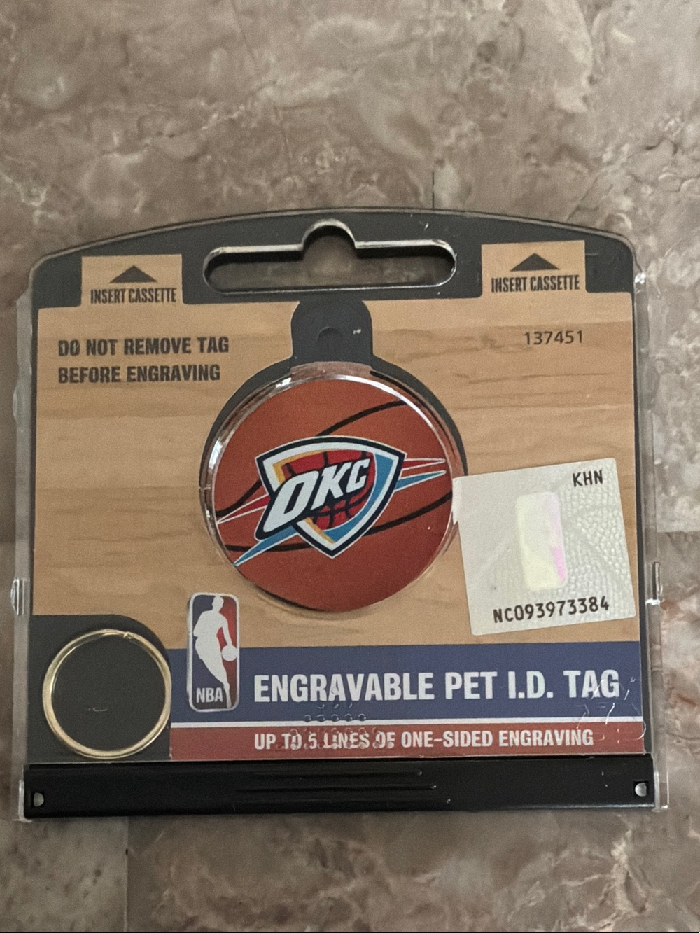 NBA Oklahoma City Thunder Orange Basketball Engravable Pet ID Tag
